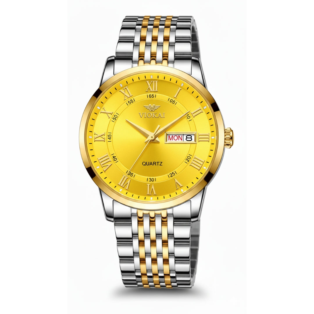The New VIOKAI Men's Business Watch Calendar Week Display Waterproof Dual Calendar Casual Quartz Watch Men'S Sports Watch