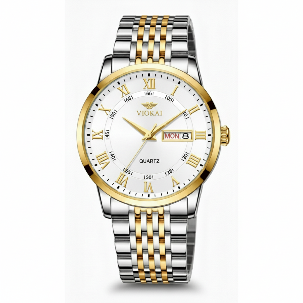 The New VIOKAI Men's Business Watch Calendar Week Display Waterproof Dual Calendar Casual Quartz Watch Men'S Sports Watch