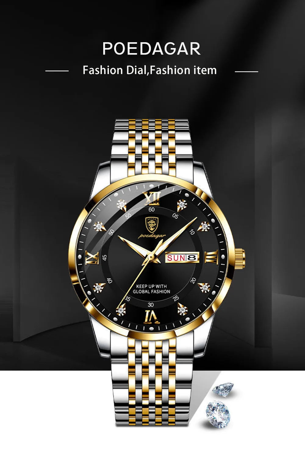 POEDAGAR Stainless Stain Men Watch