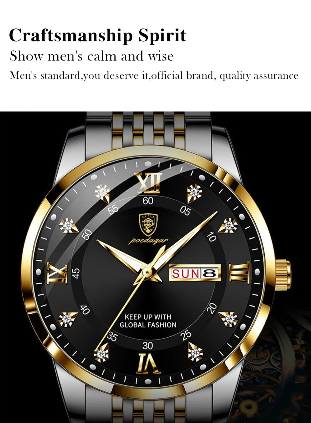 POEDAGAR Stainless Stain Men Watch